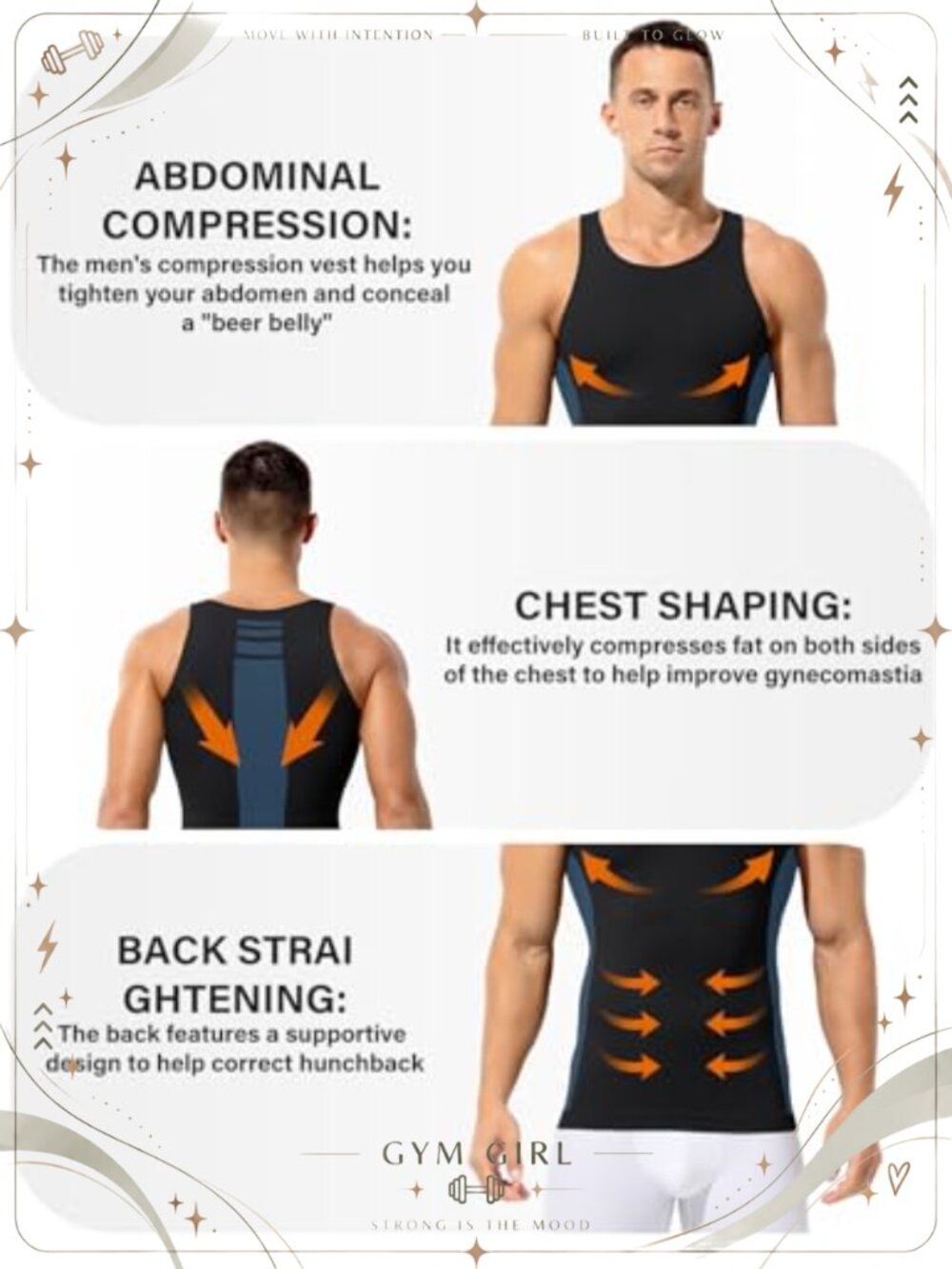 Men's Slimming Compression Tank Top Body Shaper Vest Undershirt - Picture 3 of 6